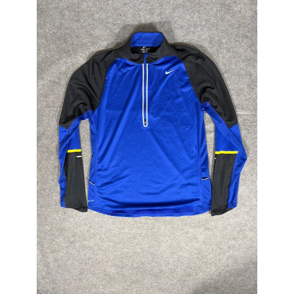 Nike Running Dri-FIT Half Zip Pullover Blue Black Mens XL 445591-444598